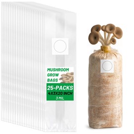 GREANER Mushroom Spawn Bag, 3 Mil Spawn Bag with Microporous Filter Patchs, Mushroom Growing Kit for Substrates, Grains, Plant, Bamboo(4"x3"x20")
