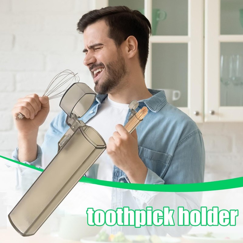 Toothpick Holder Pocket,Portable Transparent Toothpick Container | Reusable Tooth Picks