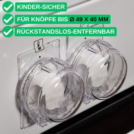Cooker Child Lock Set, 6 Pack Button Covers, 1 Pack Oven Door Child Lock in Black, for Max. Diameter 4.9 cm and 4 cm High Cooker Knobs with Minimum 6.1 cm Distance Centre/Centre, Cooker Protection