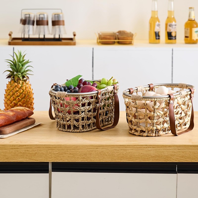 Farmhouse Seagrass Egg Baskets for Collecting Fresh Eggs Handmade Egg