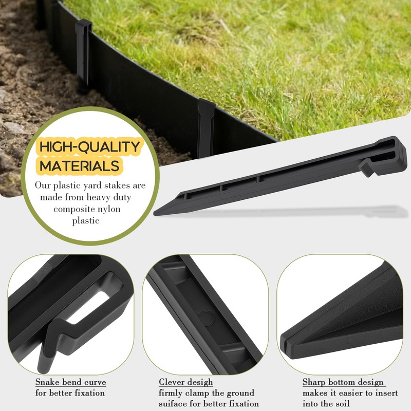 Landscape Edging Garden Stakes, Heavy Duty Plastic Yard Stake, 10