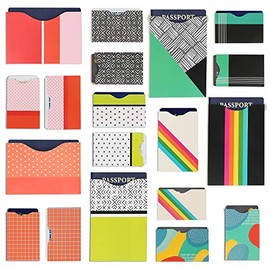 LotFancy 19 RFID Blocking Sleeves (14 Credit Card Protectors + 5 Passport Sleeves) for Identity Theft Protection, RFID Sleeves with Bright Color, Smart Slim Design fits Wallet/Purse
