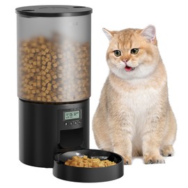 Automatic Cat Feeder Food Dispenser: 6L Timed Small Dog Dry Food Dispenser with 10s Voice - Distributeur Nourriture Chat Freinhund Programmable - Auto Pet Feeder with 1-6 Meals Black