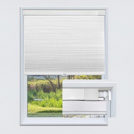 FIEKKRNR Cordless Cellular Shades, Top Down Blackout Blinds for Windows, No Drill No Tools Installation, Thermal Insulated Noise Reduction, Easy to Install Cellular Shade (36" W x 64" H (White))