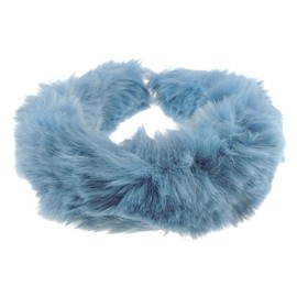 Womens Girls Thick Wide Soft Plush Faux Fur Fabric Boho Vintage Look Winter Christmas Birthday Wedding Bridesmaid Party Headpiece Accessories Hairband Head Hair Headband Alice Band (Blue)