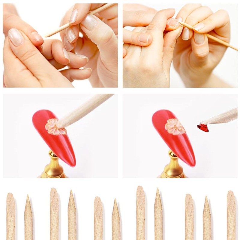 LIKENNY Orange Wood Stick Wooden Nail Stick Nail Pusher Multifunctional