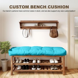 Bench Cushion 36 inches,Indoor/Outdoor Non-Slip Tufted Cushions, Premium Waterproof Linen, Soft Piano Sofa Cushions, Entryway Storage, Bay Window, High-Density Memory Foam(Light Blue-36x14x4in)