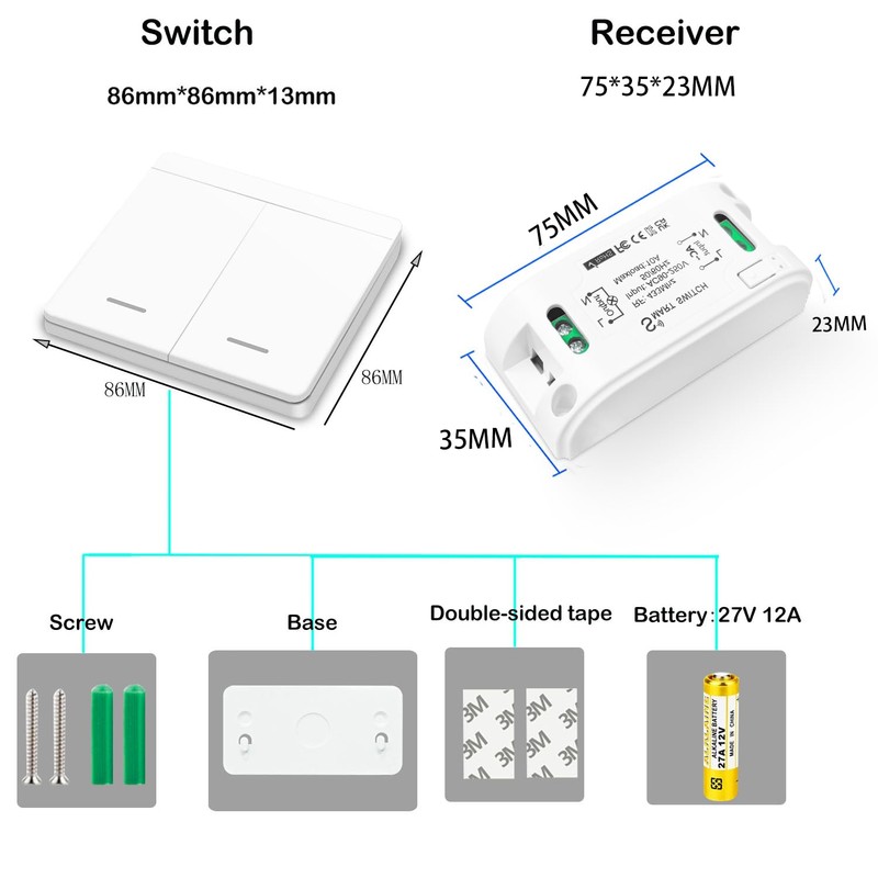 Wireless Light Switch, Movable Switch AC 220V Relay Receiver rf