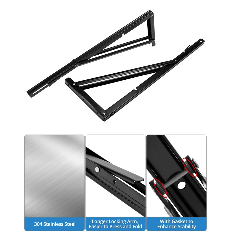 QWORK 24" Heavy Duty Folding Shelf Brackets for Wall Mounted