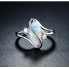 Barzel 18K White Gold Plated Created Fire Opal Ring With