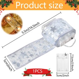 Christmas Ribbon Lights, 5 m Shiny Ribbon Fairy Lights, 50 LEDs, Christmas Decoration, Shining Ribbon Fairy Lights, Christmas Tree Decoration Lights, Christmas Tree Ribbon, Christmas Decoration,