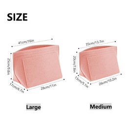 Berelin Bag Insert Organizer, Purse Insert Organizer With Zipper,Multi-Pocket Felt Handbag Organizer for Insert Wallet Organizer, Folding Tote Bag organizer insert for Longchamp (Pink, M)