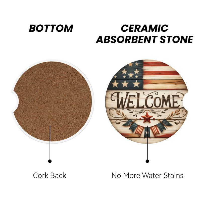 America Flag USA Flag Absorbent Car Coasters 2 Pack for