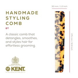 Kent 6T TY Fine Tooth Comb and Wide Tooth Hair Comb Styling Comb for Hair Care, Barber and Beard Combs For Men Grooming-Hair Combs for Men, Women and Kids Hair Care for Wet or Dry, Medium Thick Hair