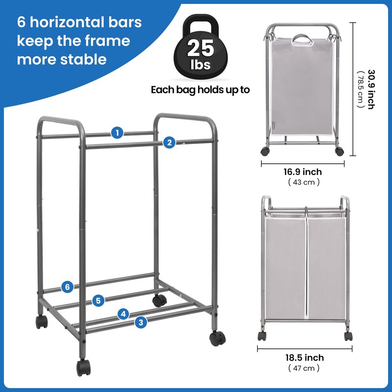 STORAGE MANIAC Laundry Sorter 2 Section, 90 L Gal Laundry