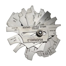 RIVERWELD 7piece Fillet Weld Set Gage Rl Gauge Depth Gauges Welding Inspection Test Ulnar Metric & Inch MG-11 With Markings on Both Sides Checking Fillet Leg and Throat Size