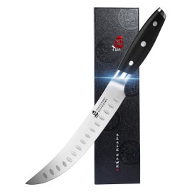 TUO Butcher Knife - 8 inch Scimitar Breaking Knife - Curved Slicing Carving Knife - German HC Steel Meat Cleaver - Full Tang Pakkawood Handle - BLACK HAWK SERIES with Gift Box