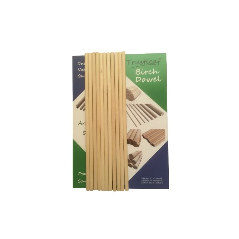 Trustleaf 8mm x 30cm Birch Hardwood Wooden Dowels (10 Dowels)