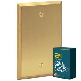 Rio Salto BRASS Metal Gold Blank Wall Plate, Blank Outlet Cover Corrosion Resistant for Unused Outlets Wall Switch 1-Gang Covers Child Safe Device Outlet Safety Modern STANDARD SIZE
