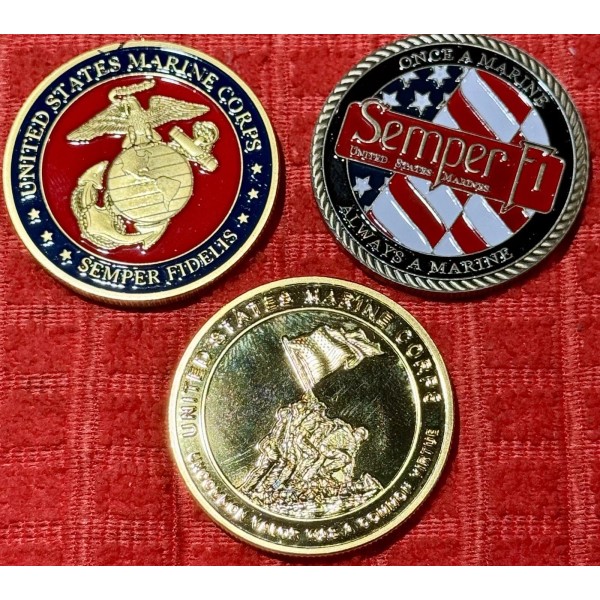 United States Marines Semper Fi coin, challenge coin, USMC SET