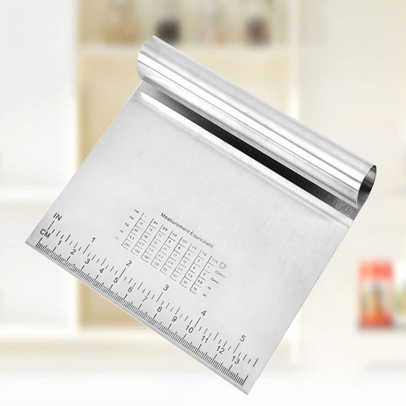 2Pcs Dough Scraper Stainless Steel Scale Pastry Cutter Dough Scraper
