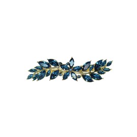 Faship Gorgeous Navy Blue Rhinestone Crystal Small Floral Hair Barrette Clip
