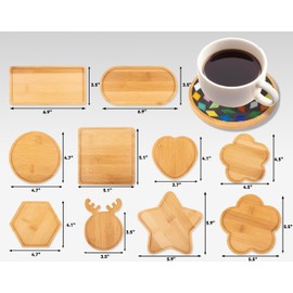 CHICSHIS 10PCS Wooden Assorted Shapes Mosaic Bases for DIY Mosaic Coaster Kit, with Wooden Surface for Handcrafted Glass Mosaic Tiles Crafts for Adults