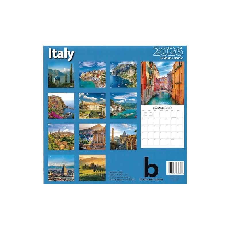 2026 Italy Full Size Wall Calendar for Planning, Scheduling, and