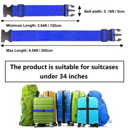 Tounto 4 Pack Luggage Straps - Adjustable Suitcase Belts 46"-78.8", Heavy Duty Travel Packing Straps with 2 Luggage Tags with Name ID Card, Quick-Release Buckle (Deep Blue)