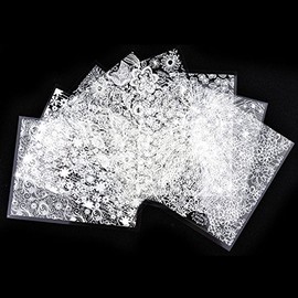 Set of 8 Lace Flowers 3D Nail Stickers, Nail Art, Nail Stickers, Just Stick 3D Nail Art (White)
