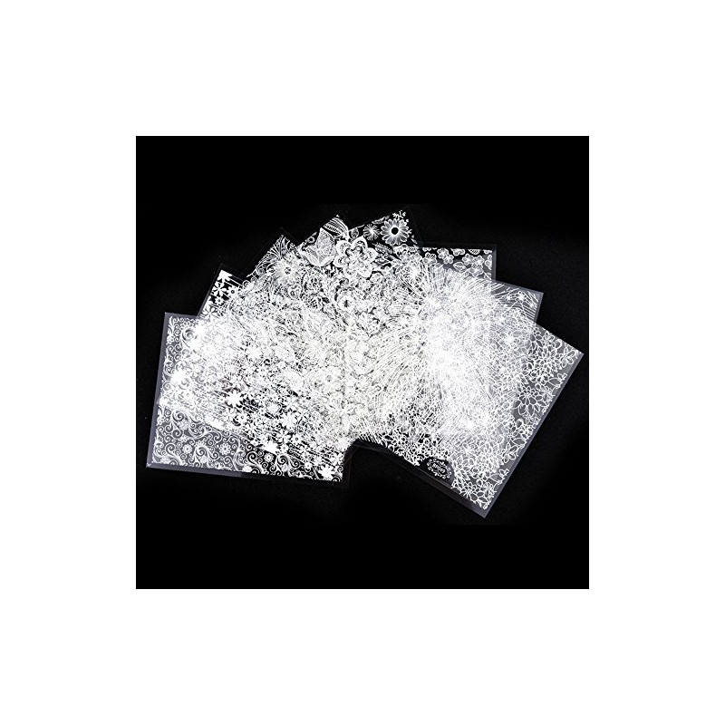 Set of 8 Lace Flowers 3D Nail Stickers, Nail Art,