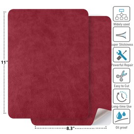 YAFLC Self Adhesive Leather Repair Patch Tape, 8.3×11 inch Vinyl Leather Repair Kit for Furniture, Car Seat, Chairs, Couch, Sofa, Jacket Retro Red
