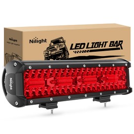 Nilight LED Light Bar 12 Inch 240W Red Pod Lights Triple Row Spot Flood Combo 30000LM Driving Boat Off Road Lighting for Trucks Pickup Golf Cart SUV ATV UTV 4x4 Van Camper Tractor