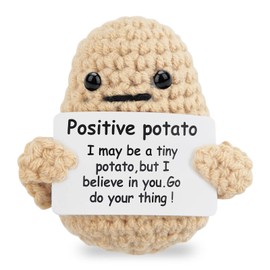 Meanju Positive Potato, Creative Knitting Wool Potato Doll, Funny Plush Toys, Creative Plush Plushie, Courage Potato Pocket Hug Birthday Gift (A)