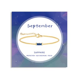 YOKIKA September Sapphire Birthstone Bracelet Blue Cubic Zircon Bracelet for Women Gold September Jewellery Friendship Birthday Anniversary Christmas Gifts for Women Mum Daughter