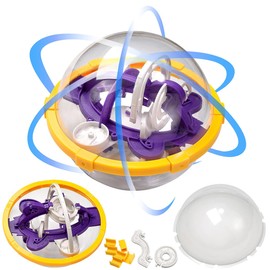 Playtastic Labyrinth Toy: Ball Maze Building Kit, 13 cm Diameter, 92 Obstacles (3D Labyrinth Ball Games, Puzzle Ball)