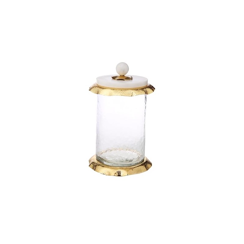Classic Touch Decorium Glass Canister with Marble Lid and Gold