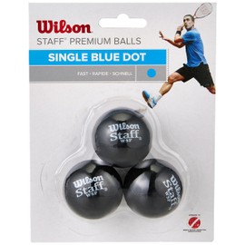 Wilson Squash Ball, 2 Pieces, 2 Pack, Fast, Professional, Blue Dot, Staff Premium Single Blue Dot, WRT617500, Black