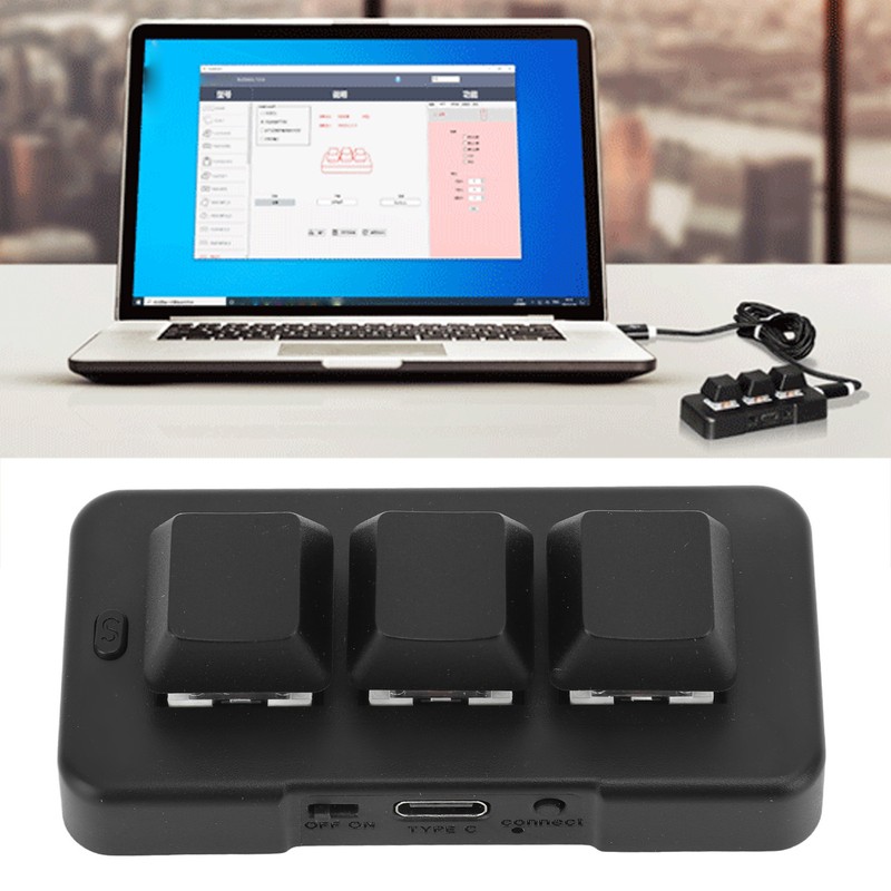 Customize 3 Keys Keyboard Black 3 Keys One Handed Mini