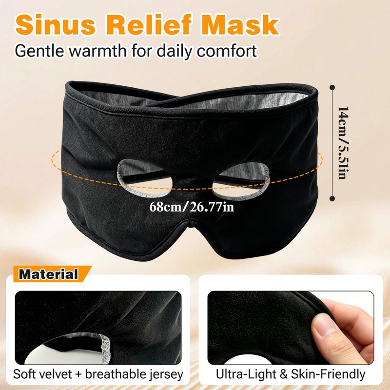 Thermo Relief Heated Sinus Mask, Extra Large Face Heating Pad