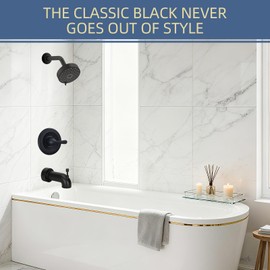 13020 Shower Trim Kit Replacement for Delta Classic 13 Series Single-Function Trim Kit, Matte Black Shower Handle Compatible with R10000 Rough-in Valve (Includes RP46074 Valve Cartridge)