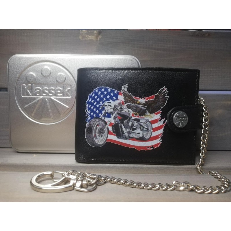 Biker Motorcycle Chopper American USA Flag Flying Bald Eagle Motor