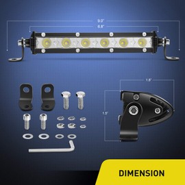 Nilight 2PCS 7Inch 18W Ultra-Slim Single Row Flood LED Light Bar 1530LM Offroad Fog Driving Work Light for Trucks 4x4 Jeeps ATV UTV SUV , 2 Years Warranty