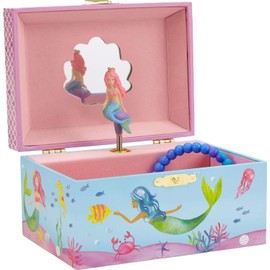 Jewelkeeper Musical Jewelry Box for Girls, Underwater Mermaid Jewelry Boxes, Over The Waves Tune and Spinning Mermaid Doll, Girls Gifts Music Box