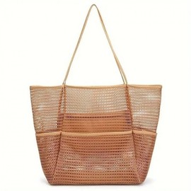 Beach Bag Summer Essential Storage Bag for Water Play Vacation Mesh Black