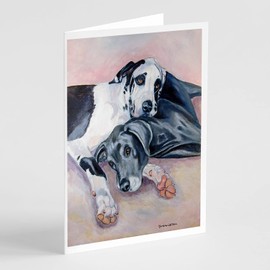 Caroline's Treasures Black and Harlequin Great Dane Greeting Cards and Envelopes Pack of 8
