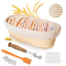 LURNODY 10 Inch Oval Sourdough Proofing Basket, Proofing Basket for Baking, Fermented Food Storage, Proofing Baskets, Small for Professional and Private Baking Accessories