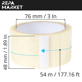 Repa Market 6 Rolls 48mm x 54m Transparent Tape - Acrylic Tape Clear - Super Clear and Discreet Polypropylene Packaging Tape - Packing Tape Rolls - Super Clear Parcel Tape