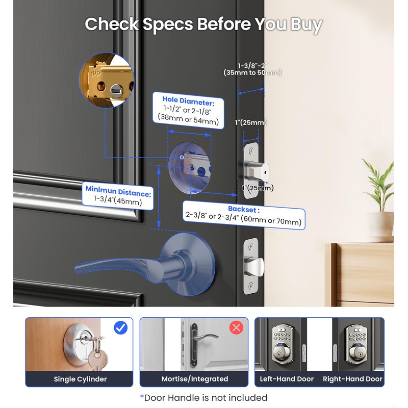 Veise VE012W Built-in WiFi Fingerprint Smart Lock, App Remote Control,