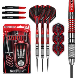 WINMAU Darts Navigator Series 21g - 90% Tungsten Steel Tip Set with Dart Flights and Dart Shafts